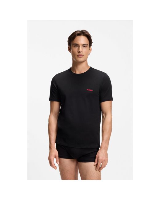 HUGO Blue Three-Pack Of Logo-Print Underwear T-Shirts for men