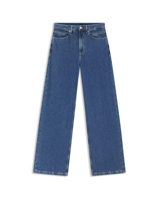 Boss Blue Regular-Fit Jeans With Wide Leg