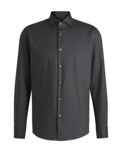 Chemise Regular Fit En Twill De Coton Stretch Facile À Repasser Boss pour homme en coloris Black