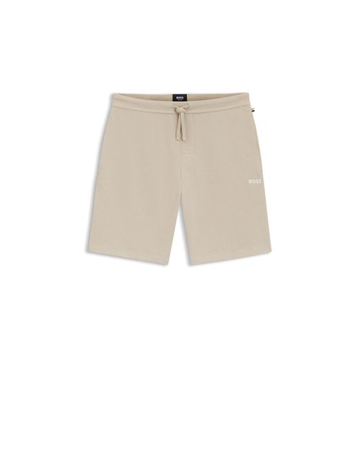 Boss Natural Cotton-Blend Pyjama Shorts With Embroidered Logo for men
