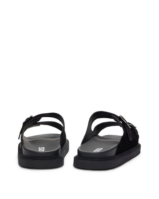Boss Black Twin-strap Sandals With Suede Uppers And Buckle Closure for men