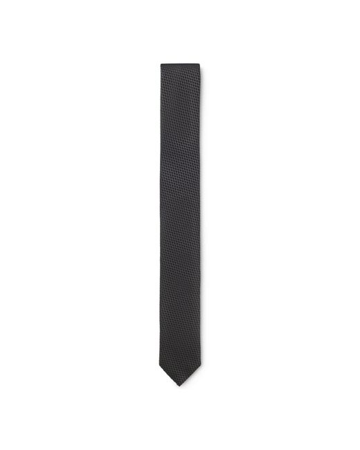 HUGO Black Silk Tie With Jacquard Pattern for men