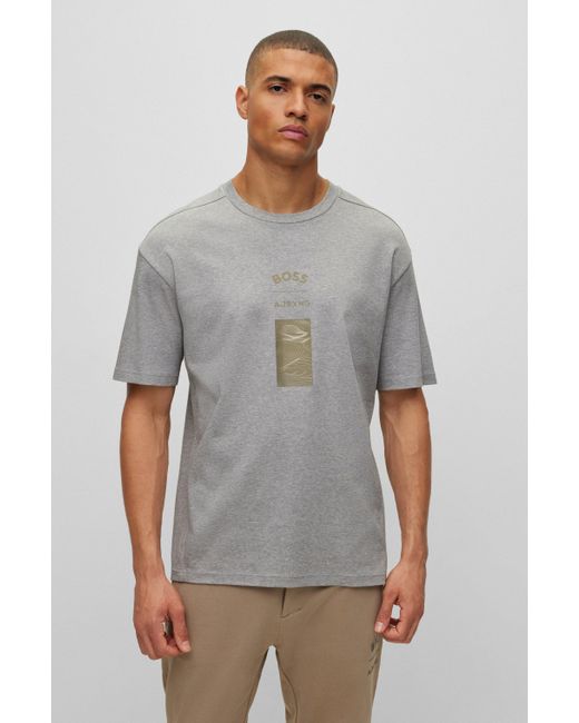 BOSS by HUGO BOSS Boss X Ajbxng Interlock-cotton Relaxed-fit T-shirt in  Gray for Men | Lyst