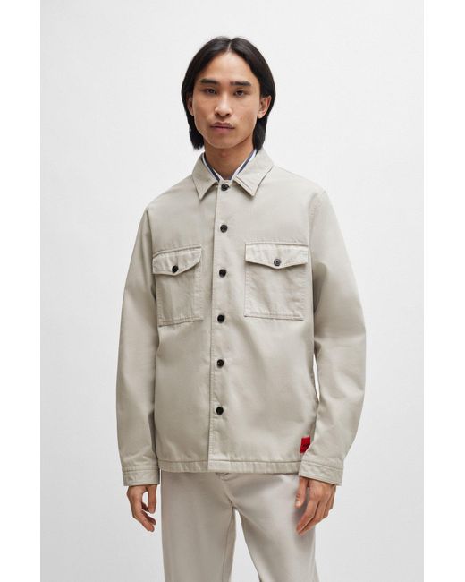 HUGO Natural Oversized-fit Overshirt In Cotton Gabardine for men