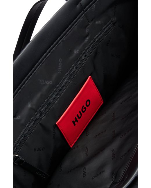 HUGO Black Shopper aus Kunstleder mit geprägtem Stack-Logo