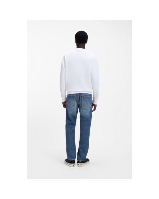 HUGO White Cotton-Terry Sweatshirt With Logo Artwork for men