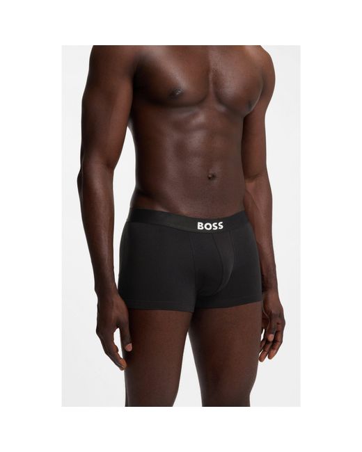 Boss Black Three-Pack Of Stretch-Cotton Trunks With Logo Waistbands for men