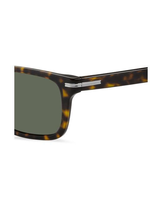 Boss Sonnenbrille aus Acetat mit Havanna-Muster und silberfarbenen Metalldetails in Green für Herren