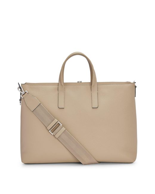 Boss Natural Leather Holdall With Detachable Keyholder And Two-way Zip for men