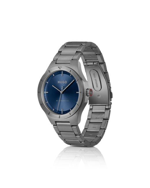 HUGO Blue Lit-Plated Watch With Dial for men