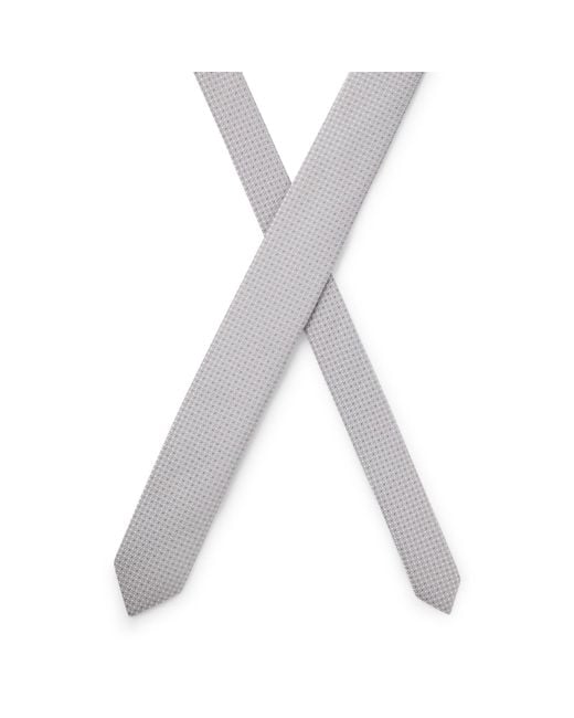Boss White Silk-Blend Tie With Jacquard Pattern for men