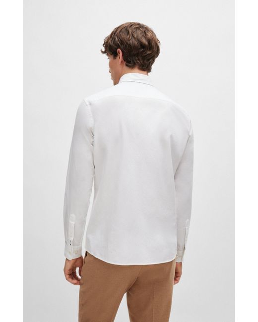 Boss Slim-Fit Hemd aus Oxford-Baumwolle mit Button-Down-Kragen in White für Herren