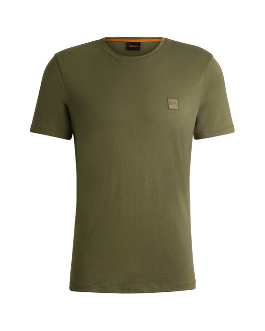 Boss T-shirt Van Katoenen Jersey Met Logopatch in het Green voor heren