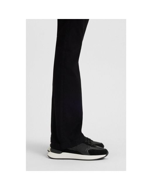 Boss Black Suede-Trim Trainers With Double B Monogram
