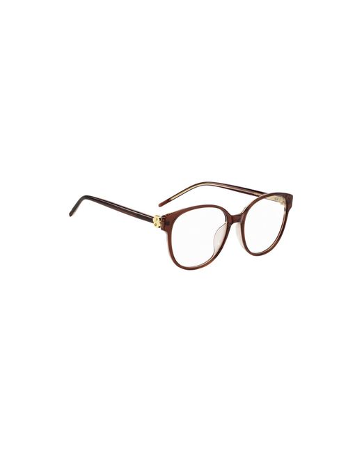 Boss Metallic Transparent-Burgundy Optical Frames With Double B Monogram