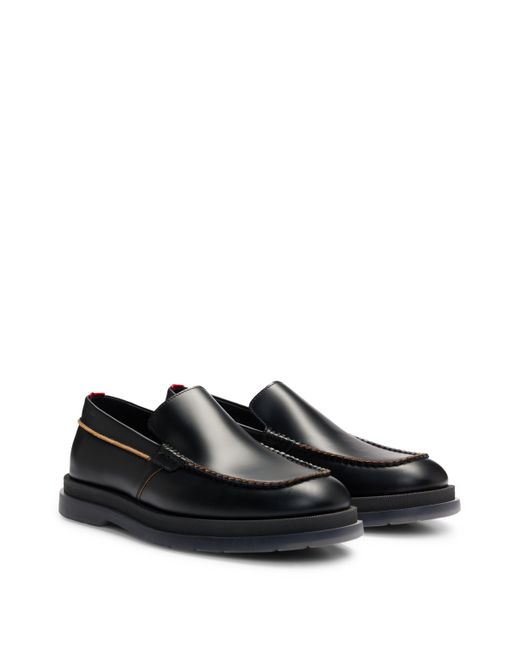 HUGO Loafers aus Leder mit transparenter Gummisohle in Black für Herren