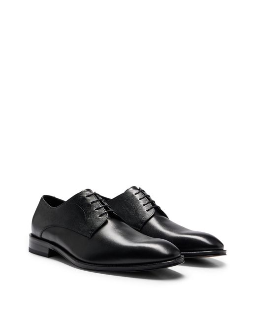 Boss Black Italian-made Derby Shoes In Smooth And Printed Leather for men