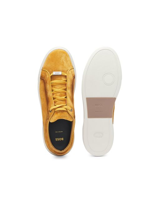 Boss Gary Lowtop Sneakers Aus Veloursleder in Orange für Herren