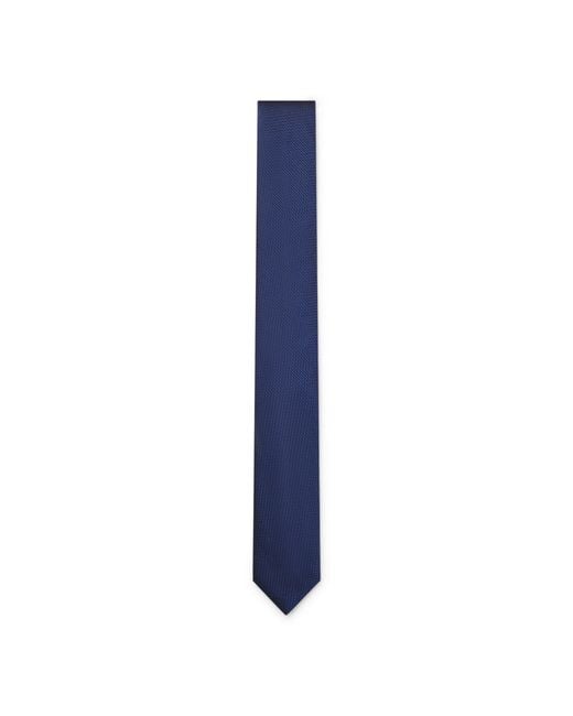 HUGO Blue Silk Tie With Jacquard Pattern for men