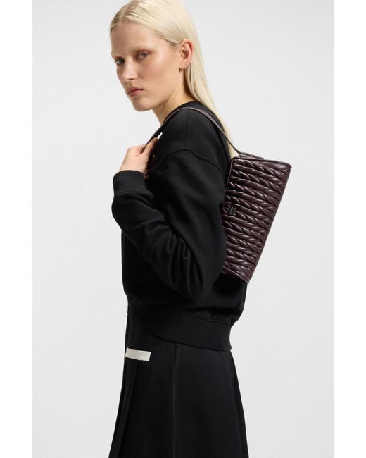 HUGO Purple Strukturierte Hobo Bag Mit Stack-Logo