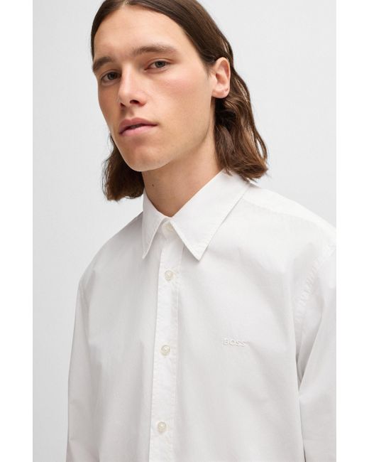 Boss Regular-Fit Hemd aus Baumwoll-Popeline mit Kentkragen in White für Herren