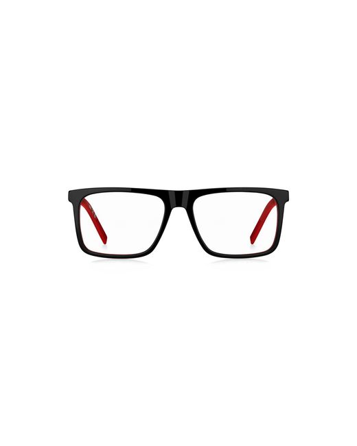HUGO Black Acetate Optical Frames With Accents for men