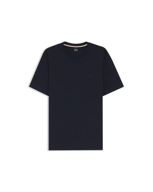 Boss Blue Cotton-Jersey T-Shirt With Logo Detail for men