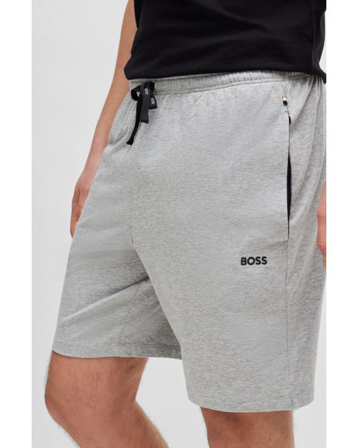 Boss Regular-fit Shorts Van Stretchkatoen Met Logodetail in het Gray voor heren