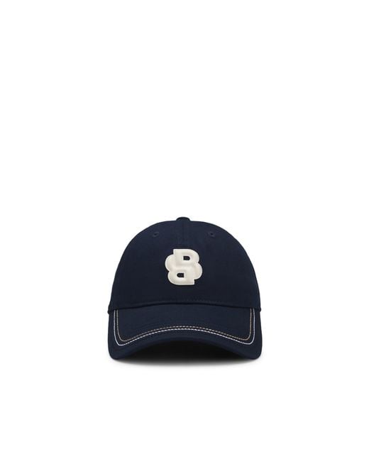 Boss Blue Equestrian Cotton Cap With Double B Monogram