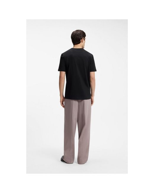 HUGO Black Cotton-Jersey T-Shirt With Spaced-Out Logo for men
