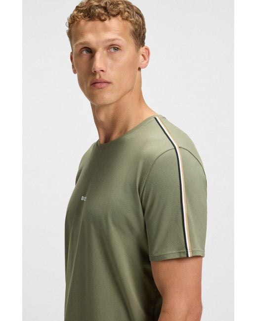 Boss Pyjamashirt Van Stretchkatoen Met Biesjes in het Green voor heren