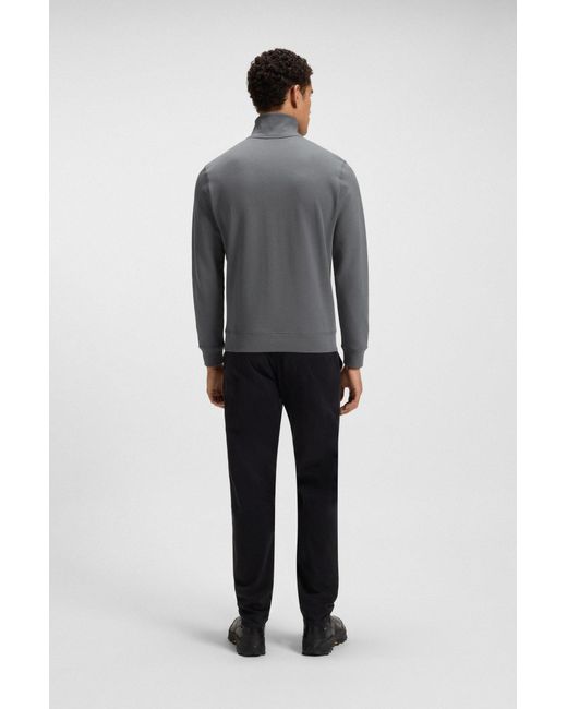Boss Sweatshirt Van Katoenen Sweatstof Met Ritskraag En Logopatch in het Gray voor heren