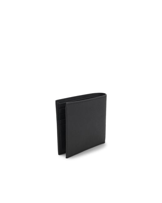 Boss Black Structured Folding Wallet With Metal Logo Lettering for men