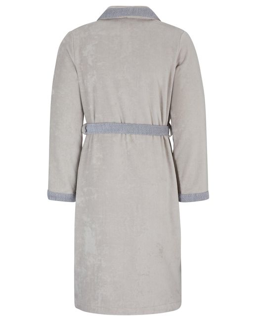 Boss Gray Cotton-velvet Dressing Gown With Embroidered Logo