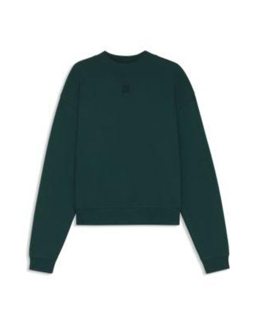 Sweat Relaxed En Molleton De Coton À Logo Revisité Brodé HUGO en coloris Green