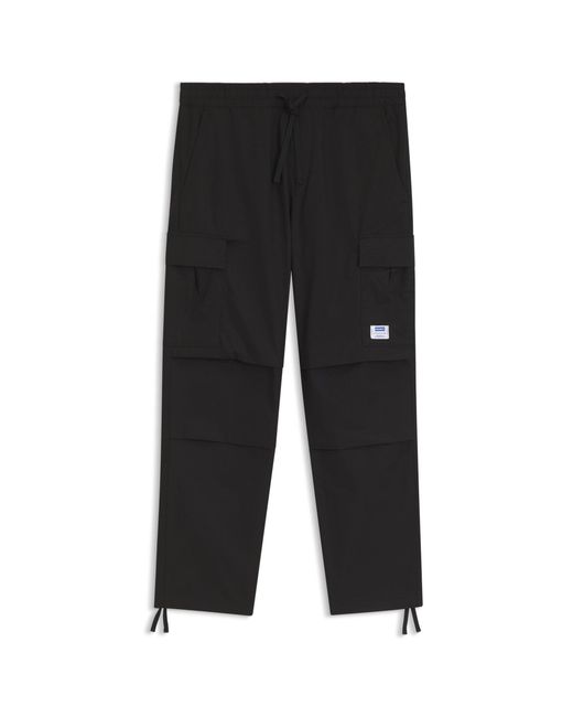 HUGO Black Relaxed-Fit Cargo Trousers for men