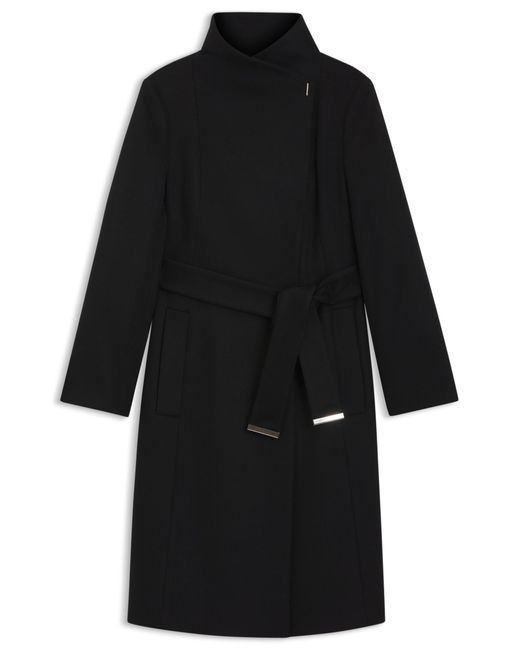 Boss Mantel Met Riem Van Scheerwol En Kasjmier in het Black