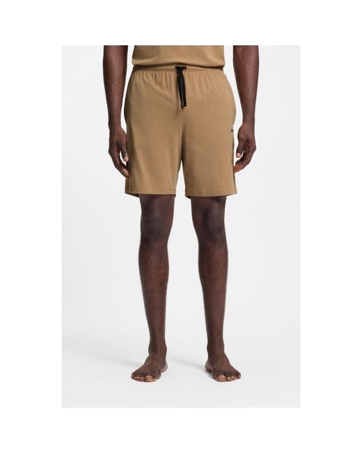 Boss Natural Logo-Embroidered Shorts for men