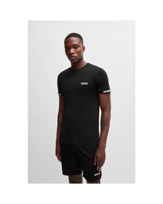 Boss Black X Matteo Berrettini Waffle-Fabric T-Shirt With Signature-Stripe Artwork for men