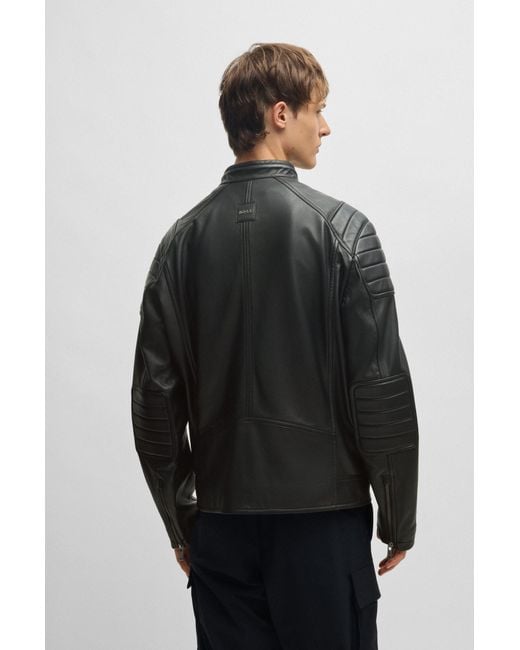 Boss Regular-Fit Jacke Aus Softem Leder in Black für Herren