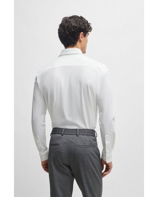 Boss Slim-fit Overhemd Van Hoogwaardige Stretchjersey in het White voor heren