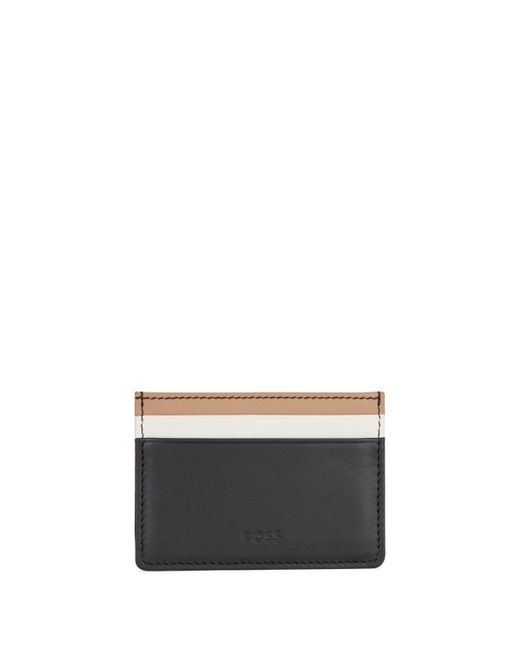 BOSS by HUGO BOSS Grained Leather Card Holder With Signature Stripe in Black for Men Lyst
