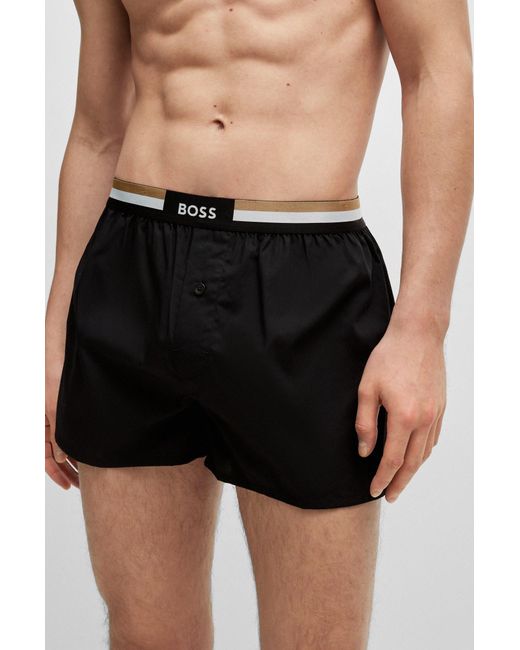 Boss Green Two-pack Of Cotton Pyjama Shorts With Signature Waistbands for men