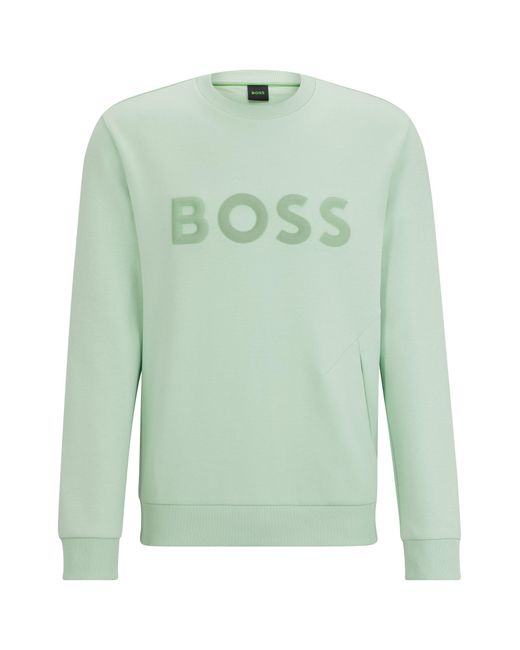 Boss Green Cotton-blend Sweatshirt With 3d-moulded Logo for men