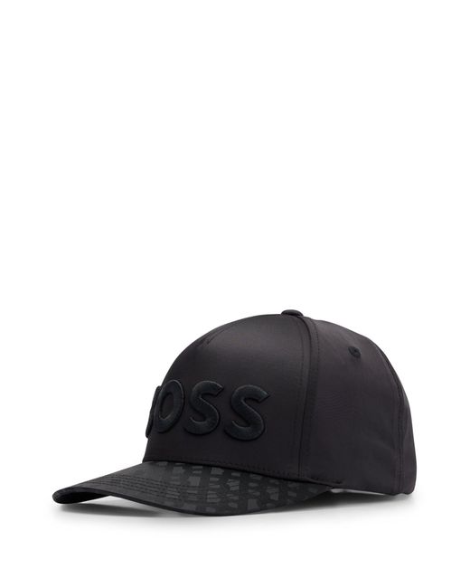 BOSS by Hugo Boss Black Logo-embroidered Cap In Satin With Monogram Jacquard for men