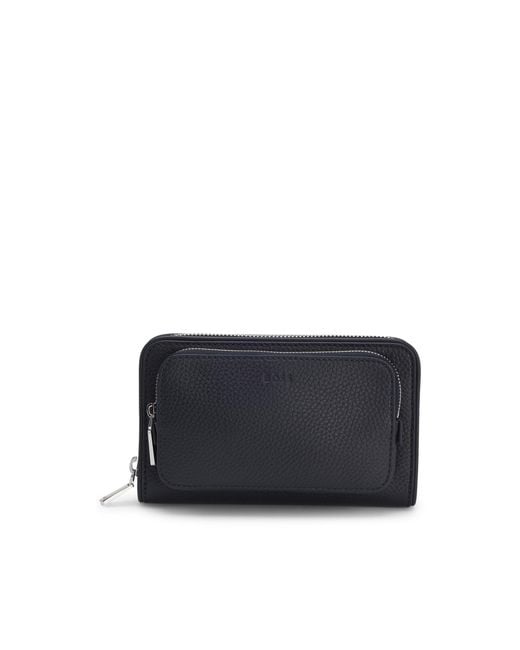 Boss Black Italian Leather Crossbody Bag With Hardware for men