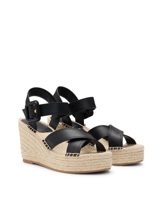 Boss Black Espadrilles Mit Keilabsatz Und Lederriemen