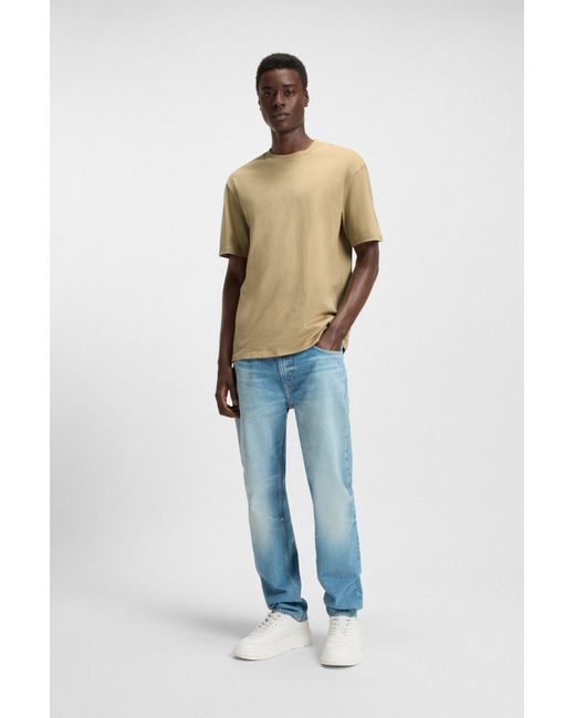HUGO Relaxed-Fit T-Shirt Aus Baumwolle Mit Logo-Print in Natural für Herren