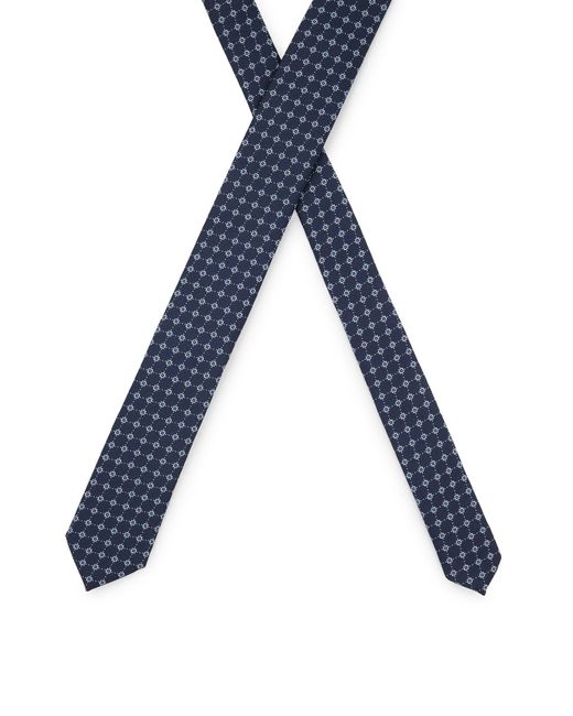 Boss Blue Silk-blend Tie With Jacquard-woven Pattern for men