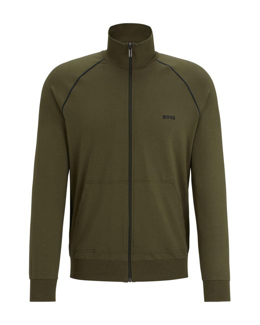 BOSS by HUGO BOSS Logo embroidered Zip up Jacket In Stretch cotton